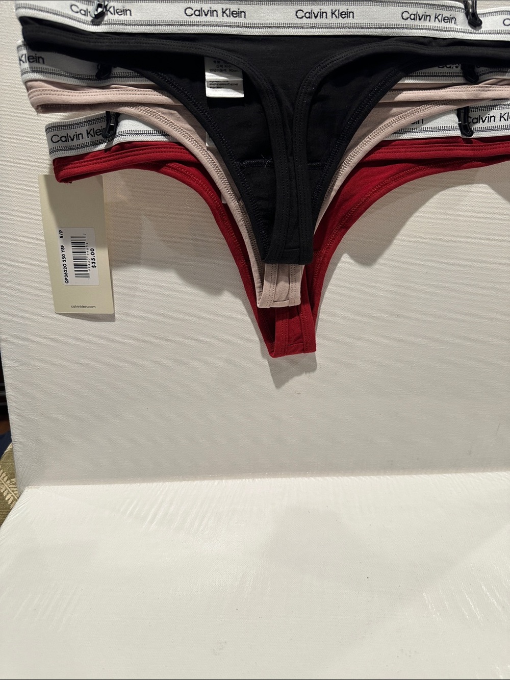 NWT Calvin Klein 3 Thong Panty Set in 90% cotton and 10% elastine.